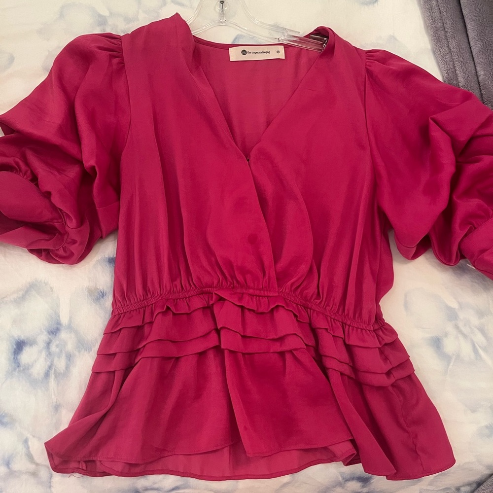 Impeccable Pig Pink Ruffle Top - Picture 2 of 5